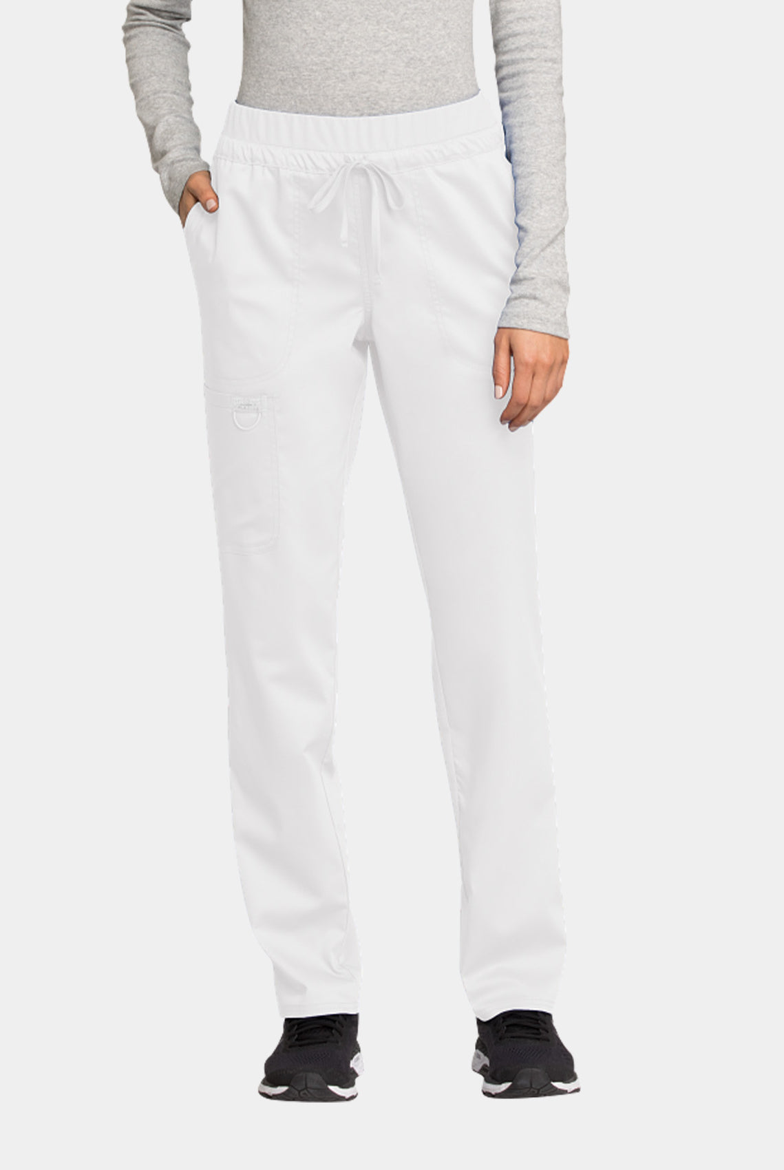 Cherokee WW Revolution Mid Rise Tapered Leg Drawstring Scrub Trousers WWE105-White