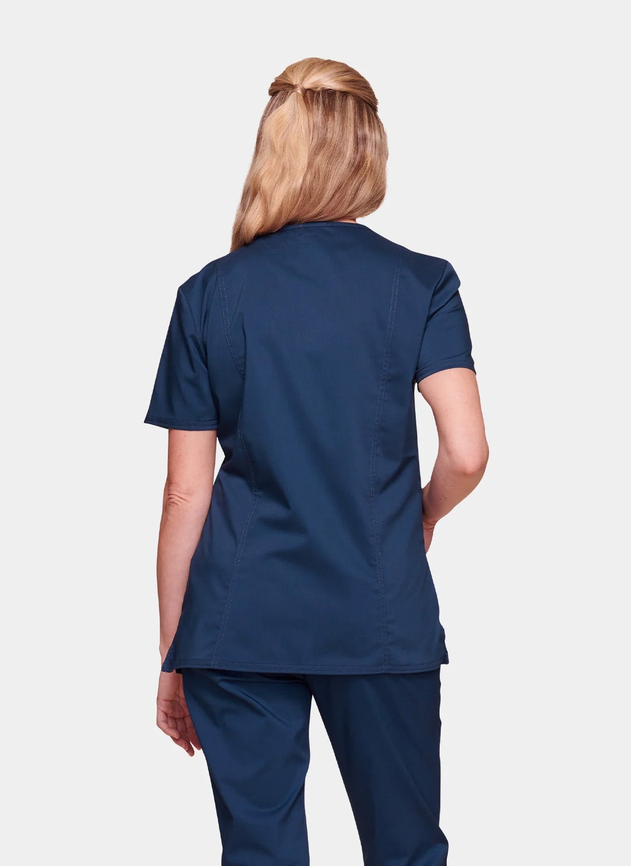 Cherokee WW Revolution Mock Wrap Scrub Top WWE610-Navy-Back