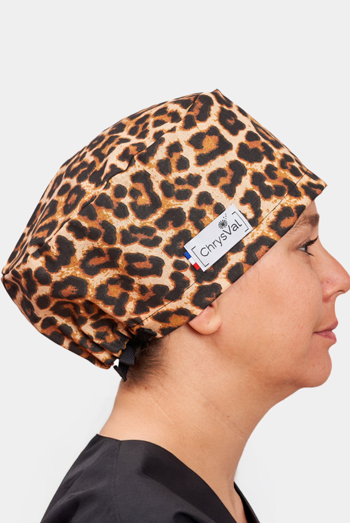 ChrysVal Long Hair Scrub Hat – Leopard - women