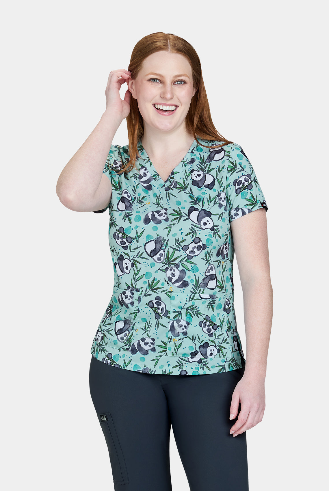 Koi Basics Leslie Scrub Top - Pandas