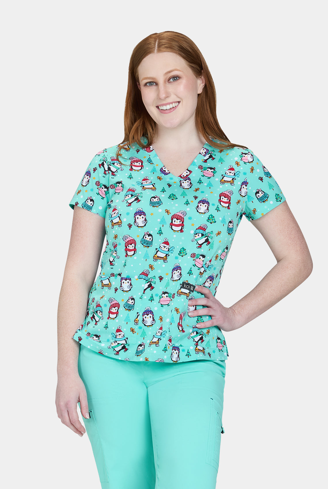 Koi Basics Leslie Scrub Top - Penguins