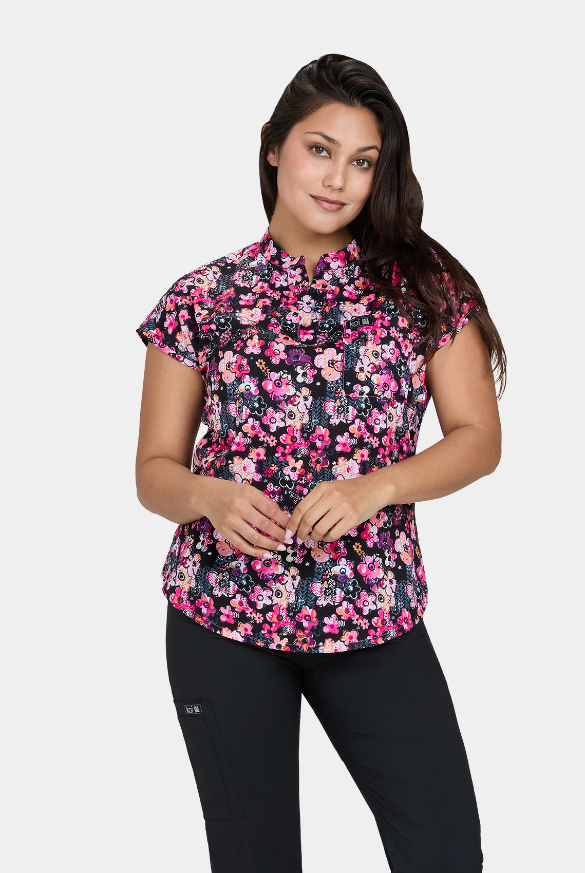 Koi Basics Ari Scrub Top - Flower Tracks