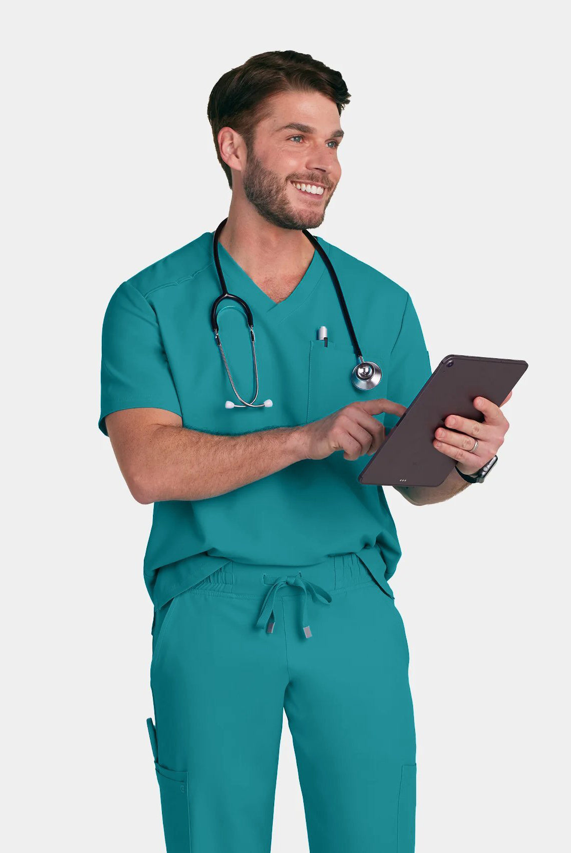 Men's Teal Scrubs model