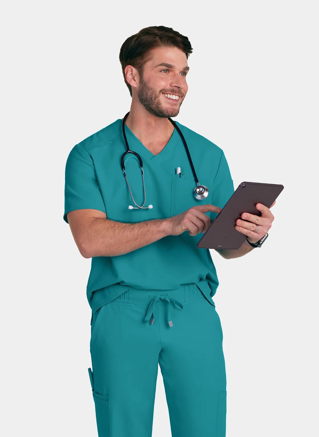 Men's Teal Scrubs model