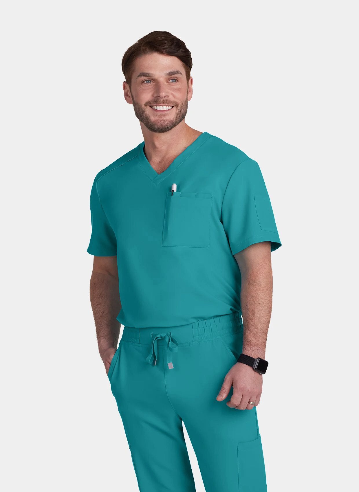 Men's Teal Scrubs model