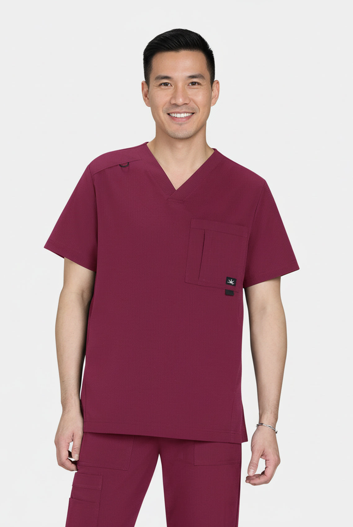 Koi Solis Caldwell Scrub Top Wine Front