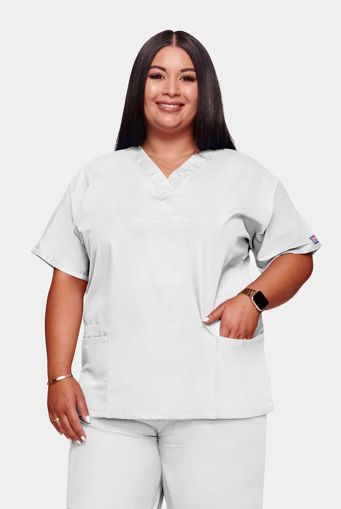 Cherokee Unisex Scrub Top - White