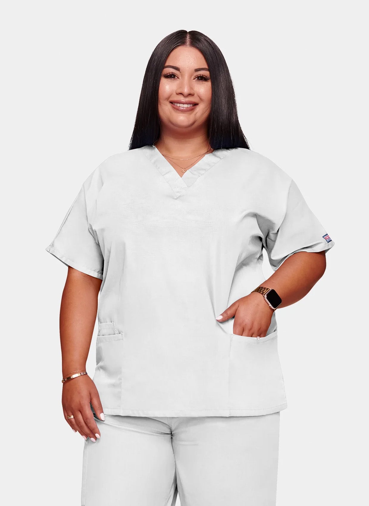 Cherokee Unisex Scrub Top - White