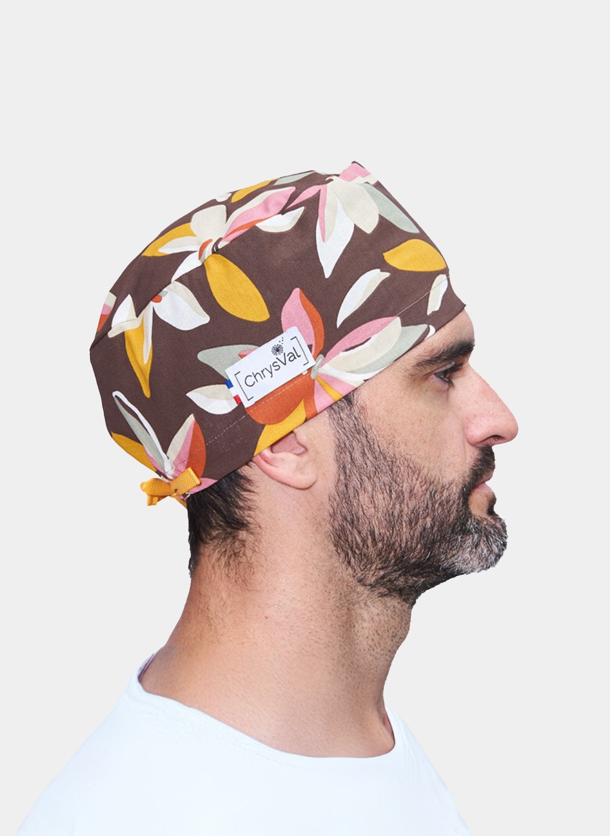 ChrysVal Long Scrub Hat - Retro Flowers - men