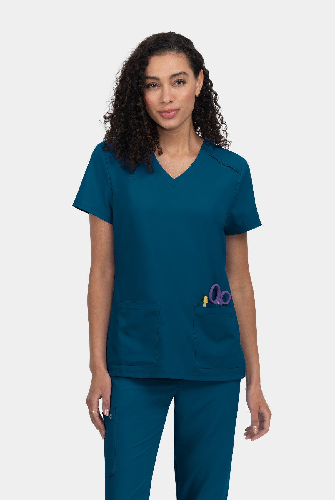 Koi Cureology Cardi Scrub Top - Caribbean