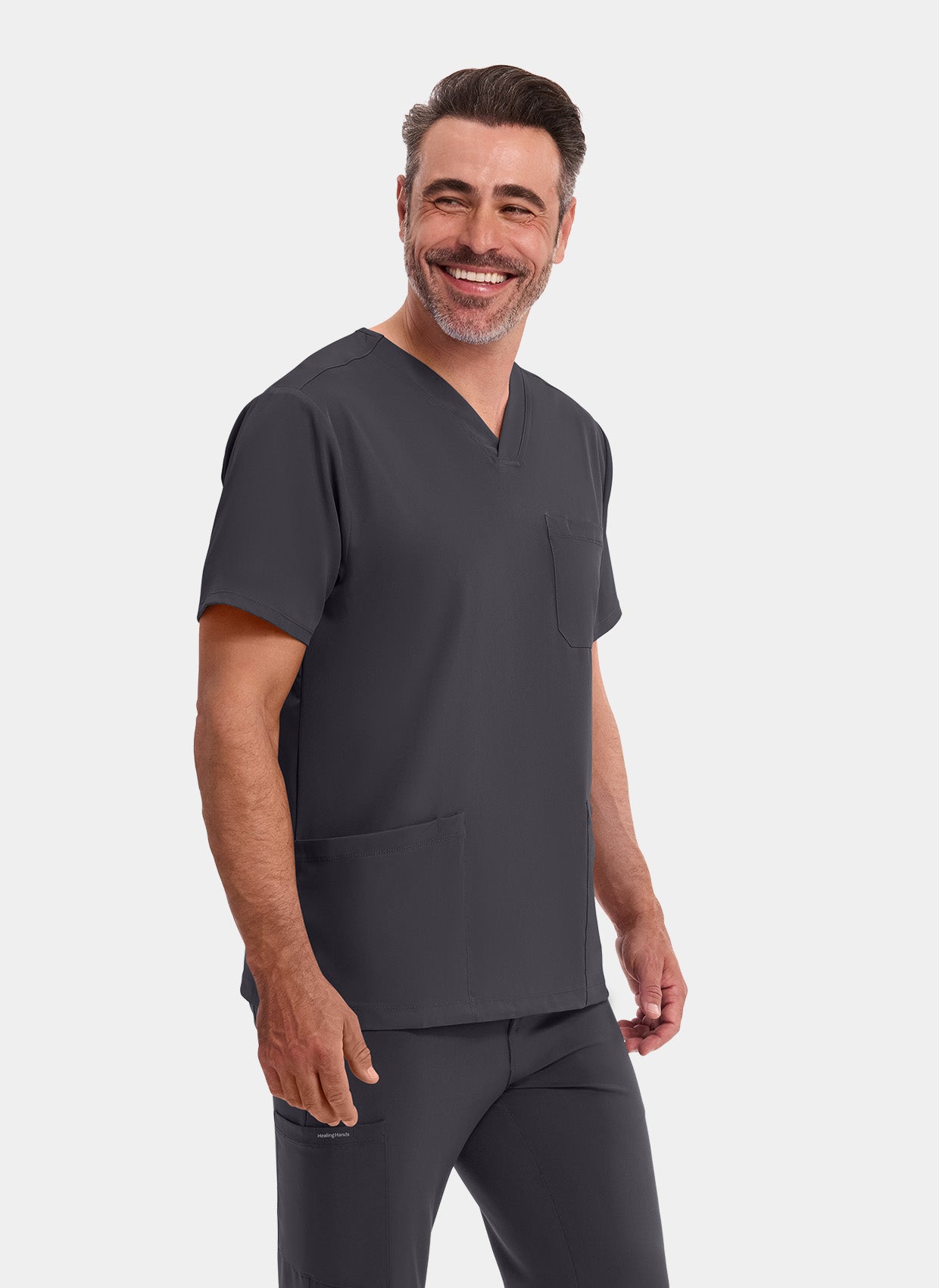 Healing Hands Mathew Scrub Top - Pewter