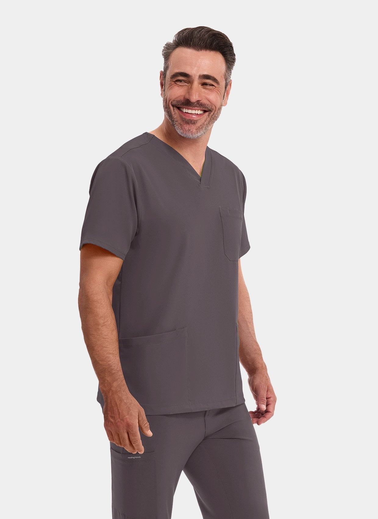 Healing Hands Mathew Scrub Top - Pewter