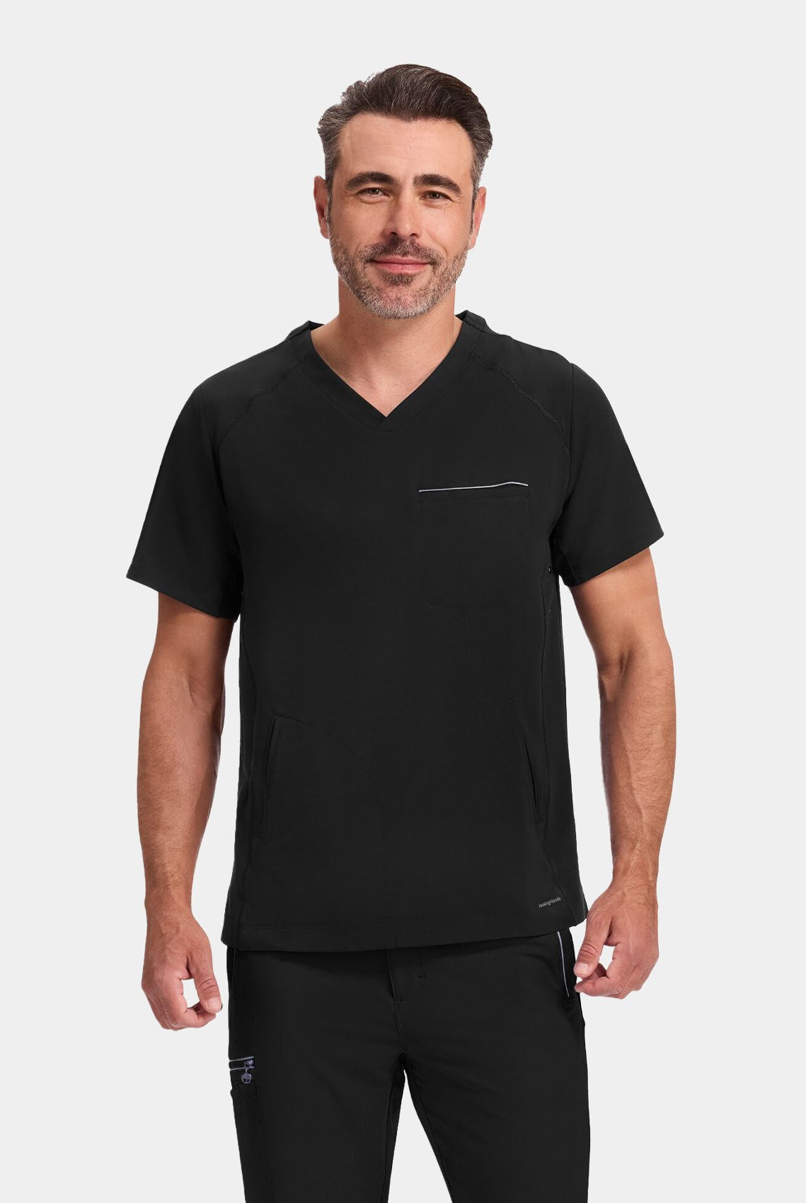 mens scrub top healing hands steven black