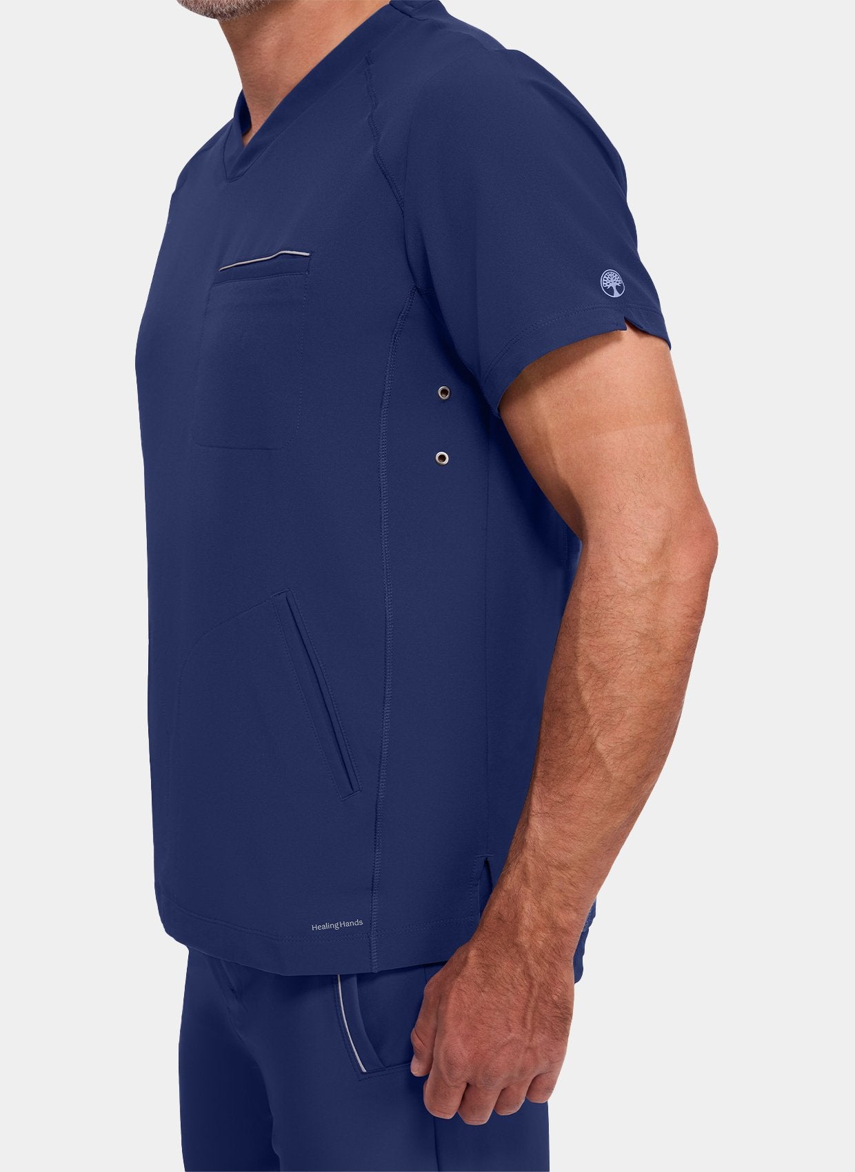 mens scrub top healing hands steven navy