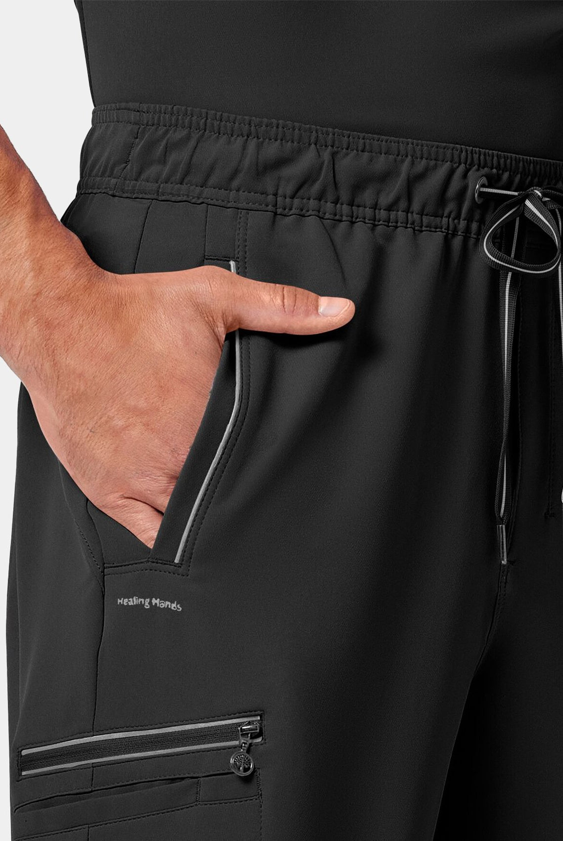 mens scrub trousers healing hands noah black
