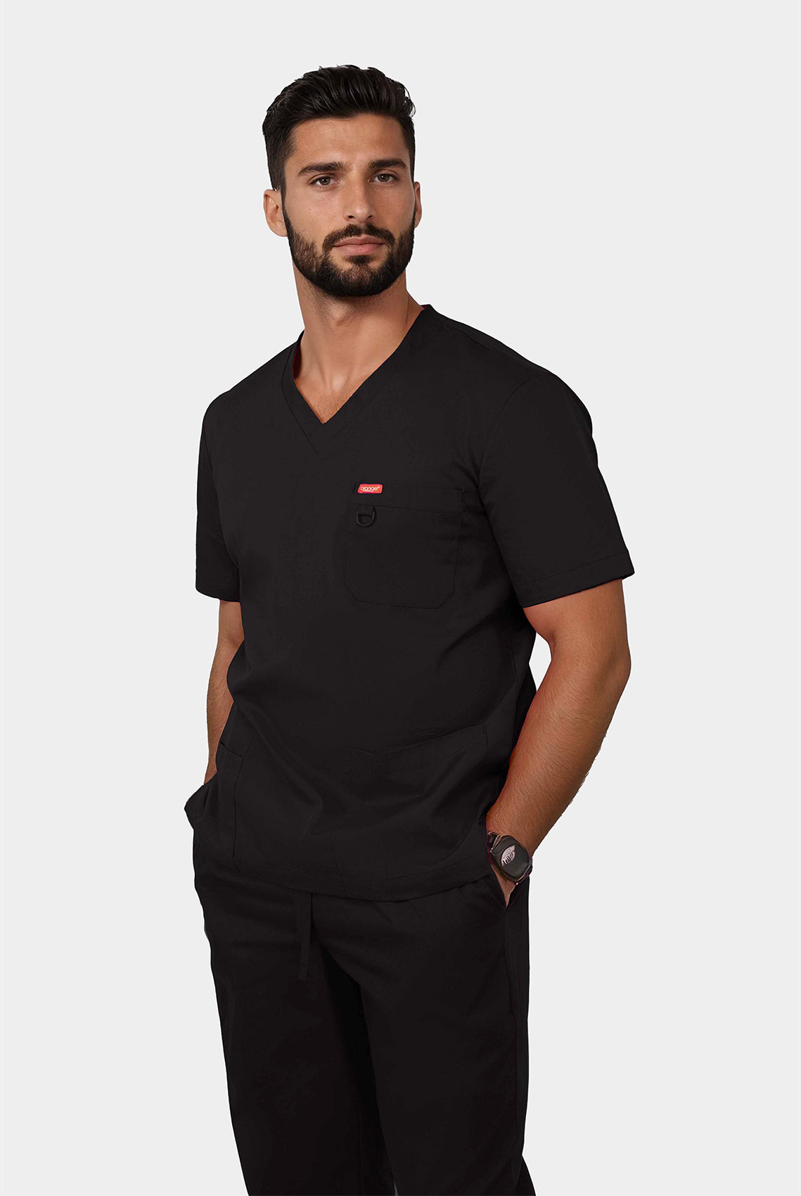 Orange Standard Balboa Scrub Top - Black