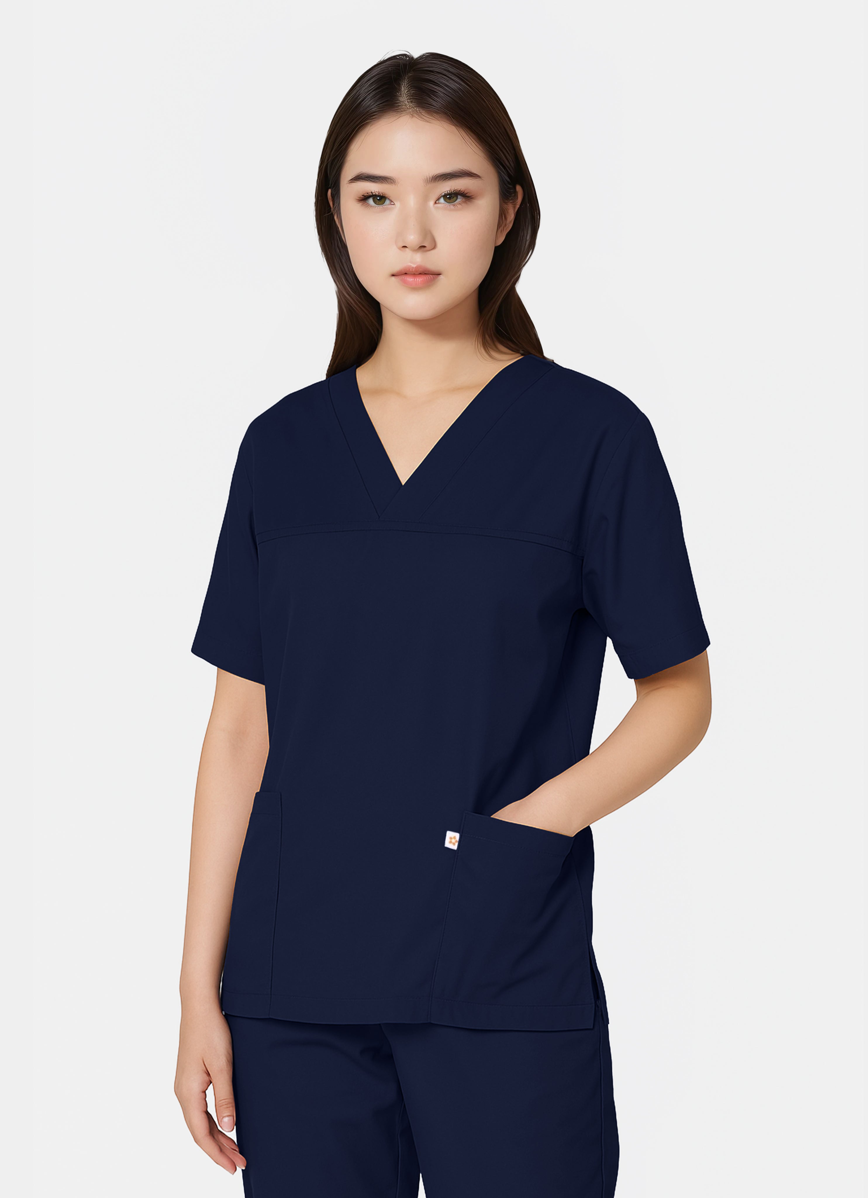 HappyFIT Unisex Scrub Top - Navy