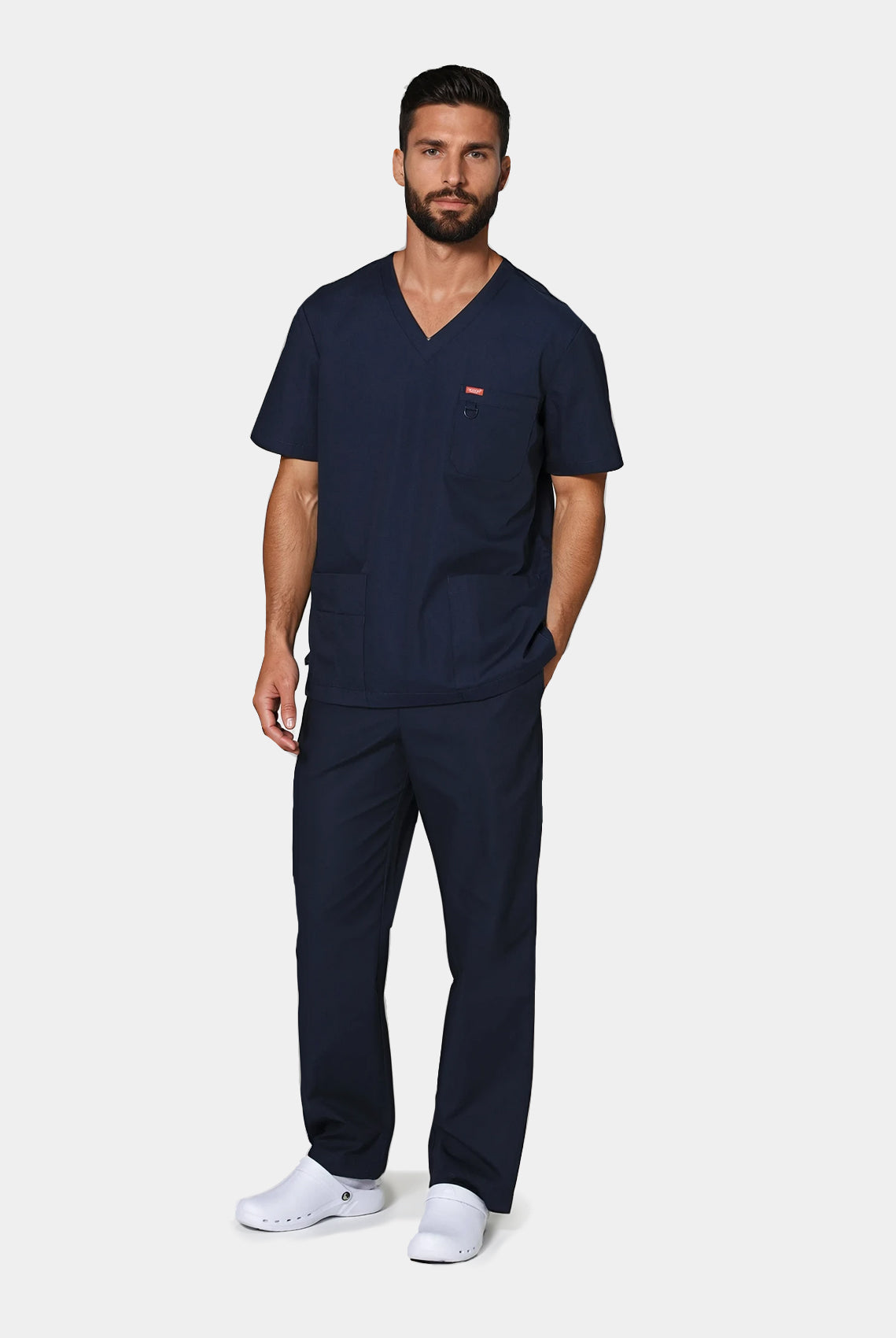 Orange Standard Unisex Scrub Set - Navy