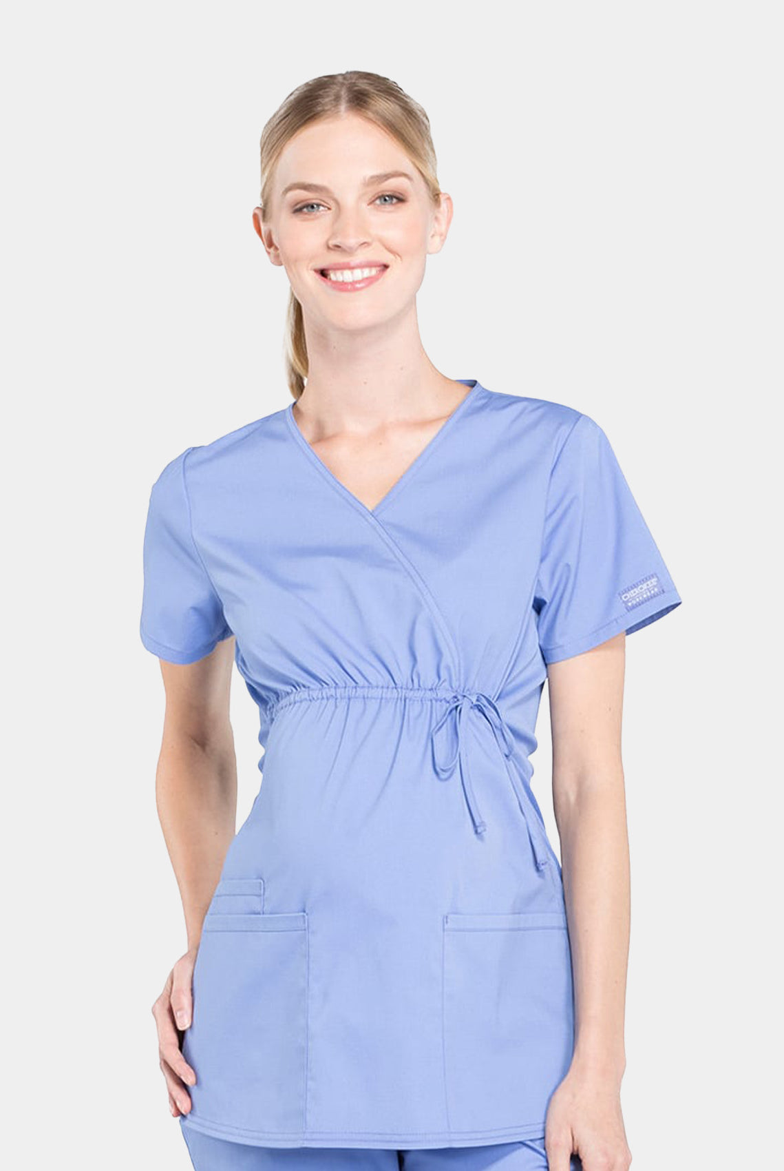 Cherokee Maternity Mock Wrap Scrub Top - Ceil