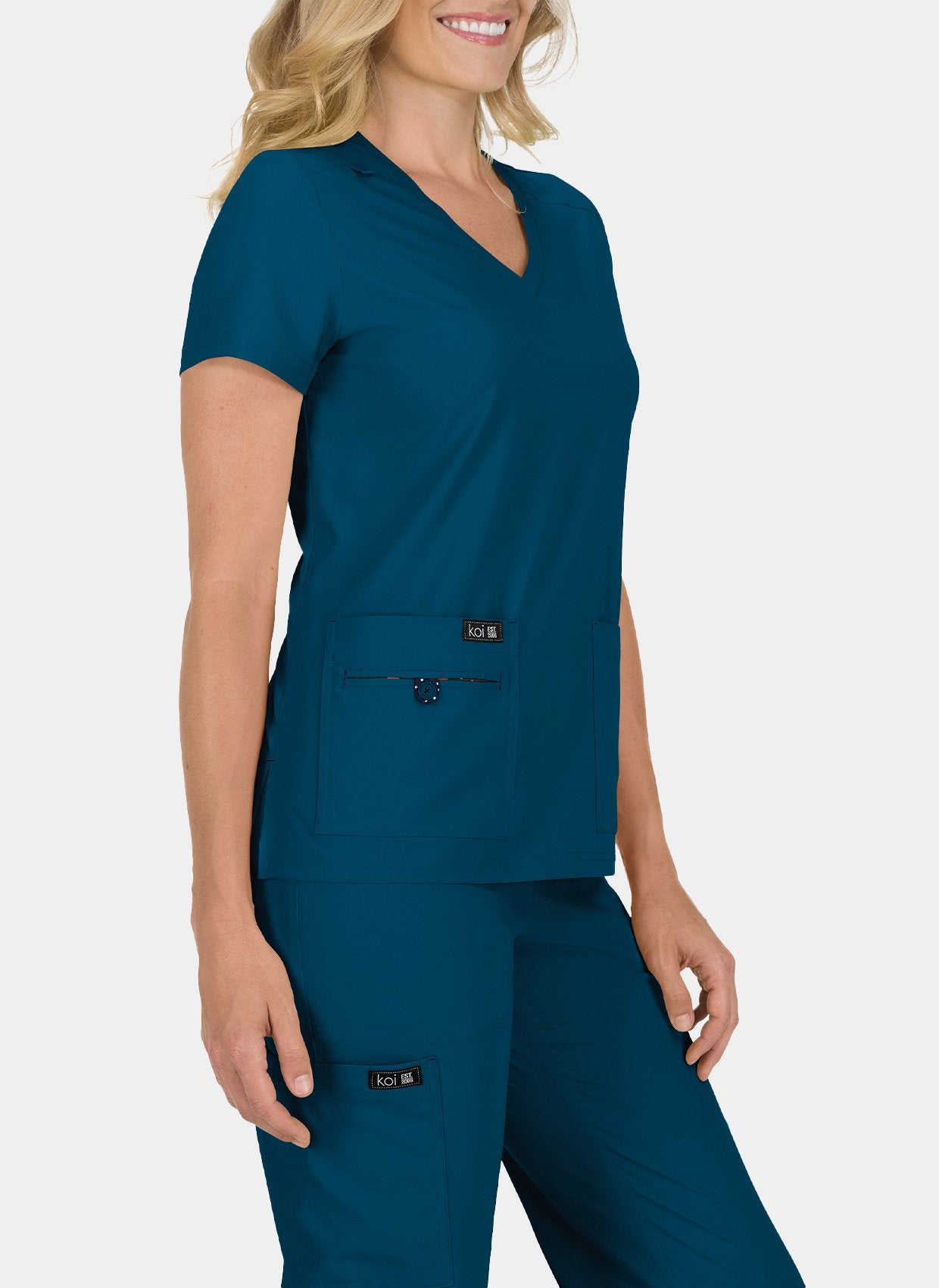 Koi Basics Becca Scrub Top - caribbean