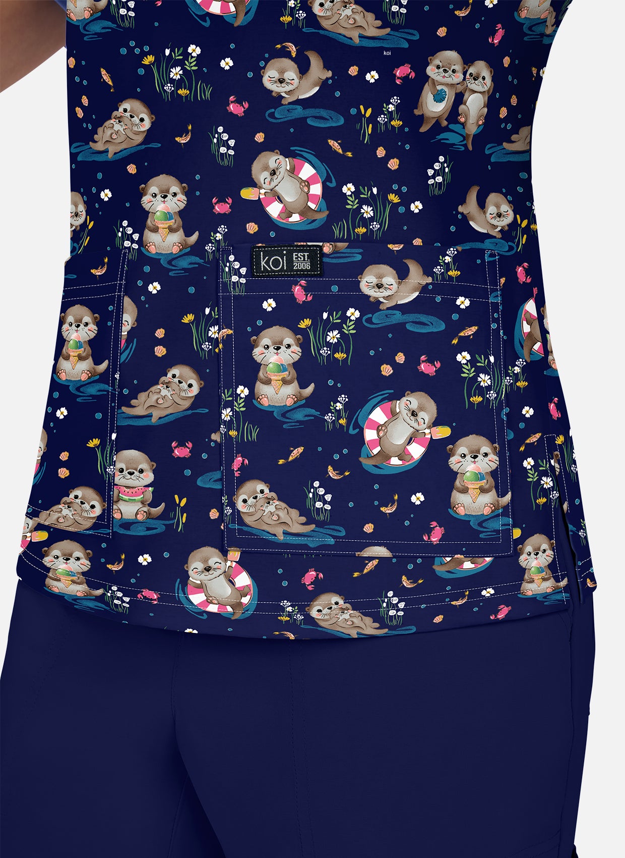 Koi Basics Leslie Scrub Top - Otters