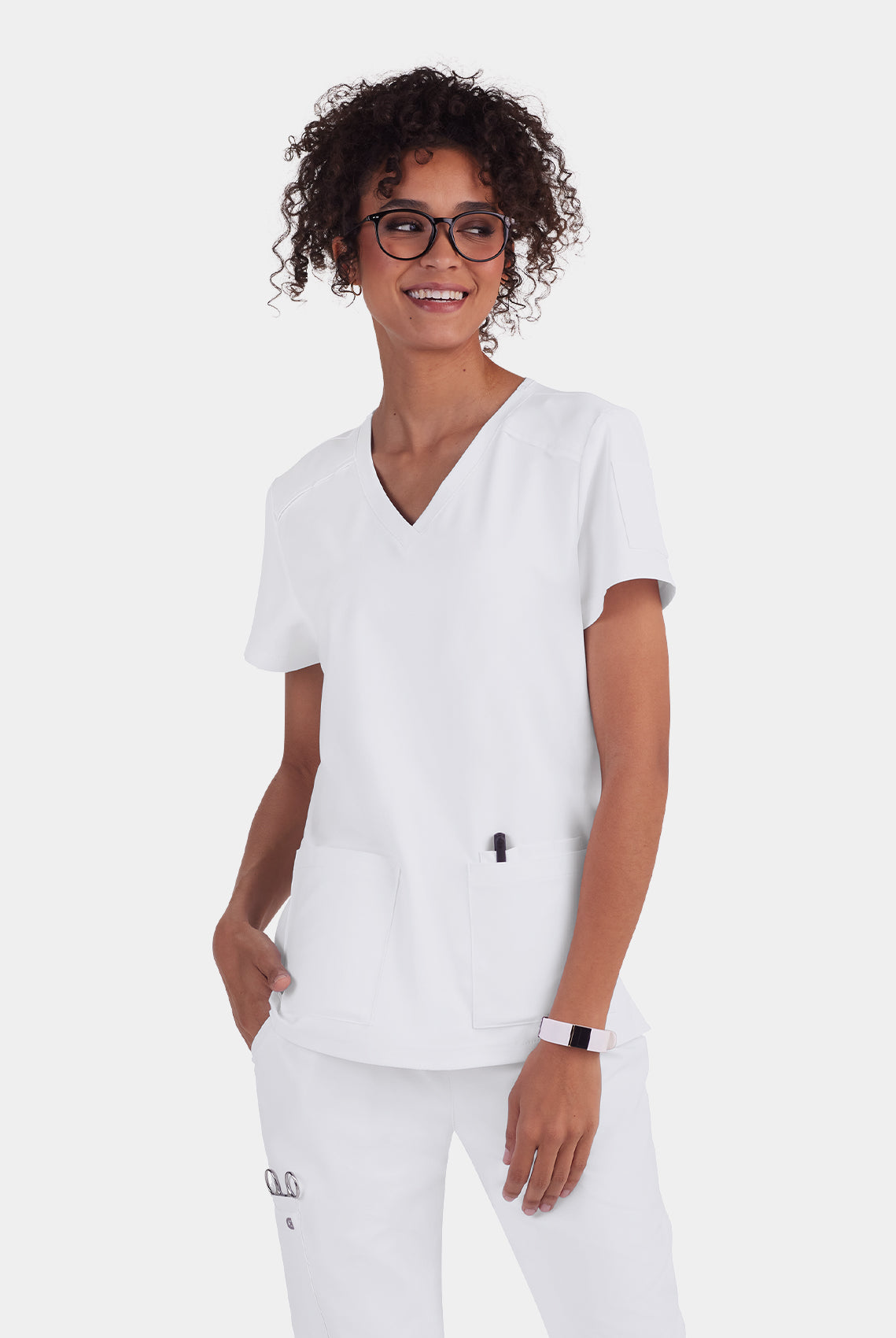 Koi Cureology Cardi Scrub Top - White