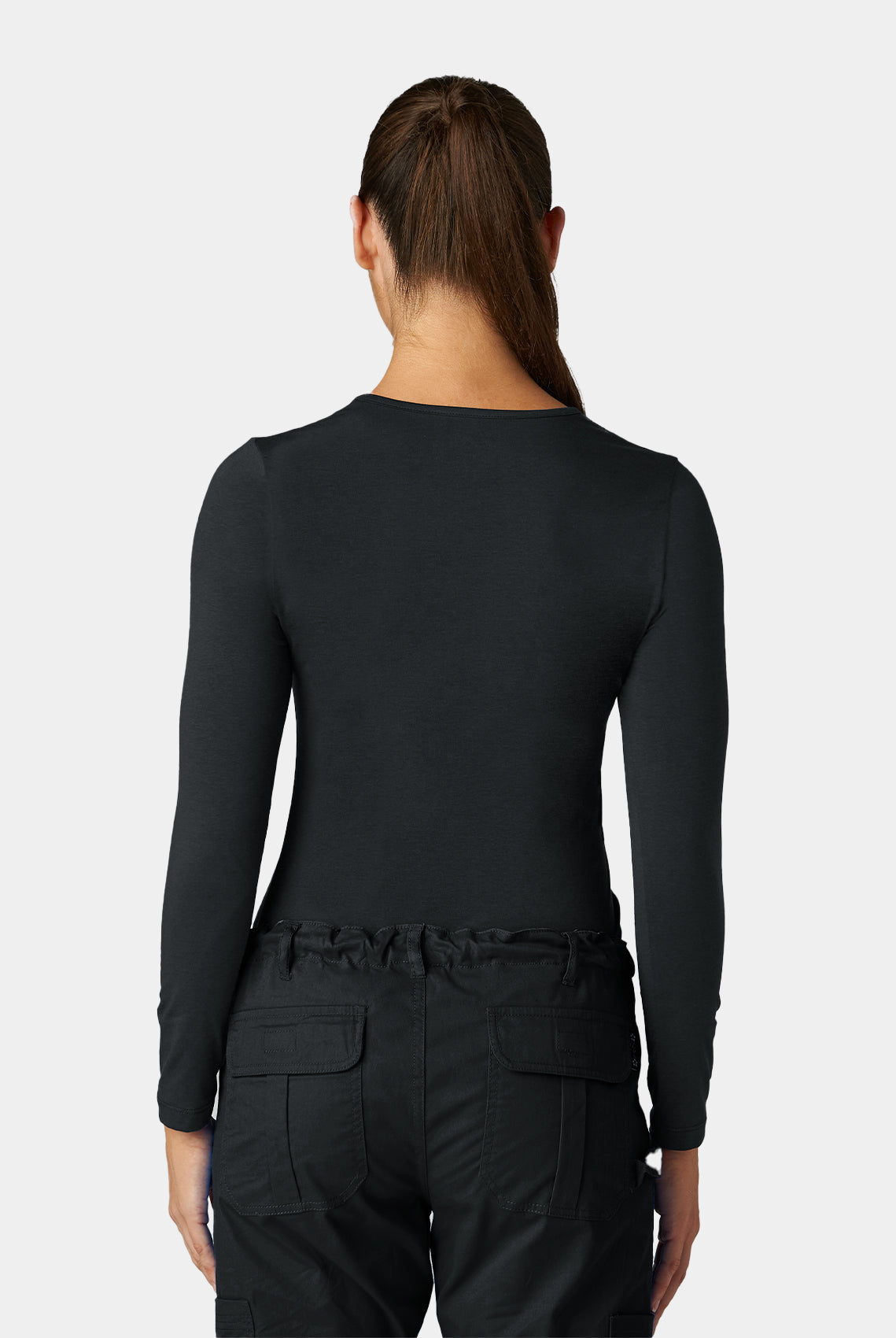 womens koi essentials long sleeve underscrub tender tee black
