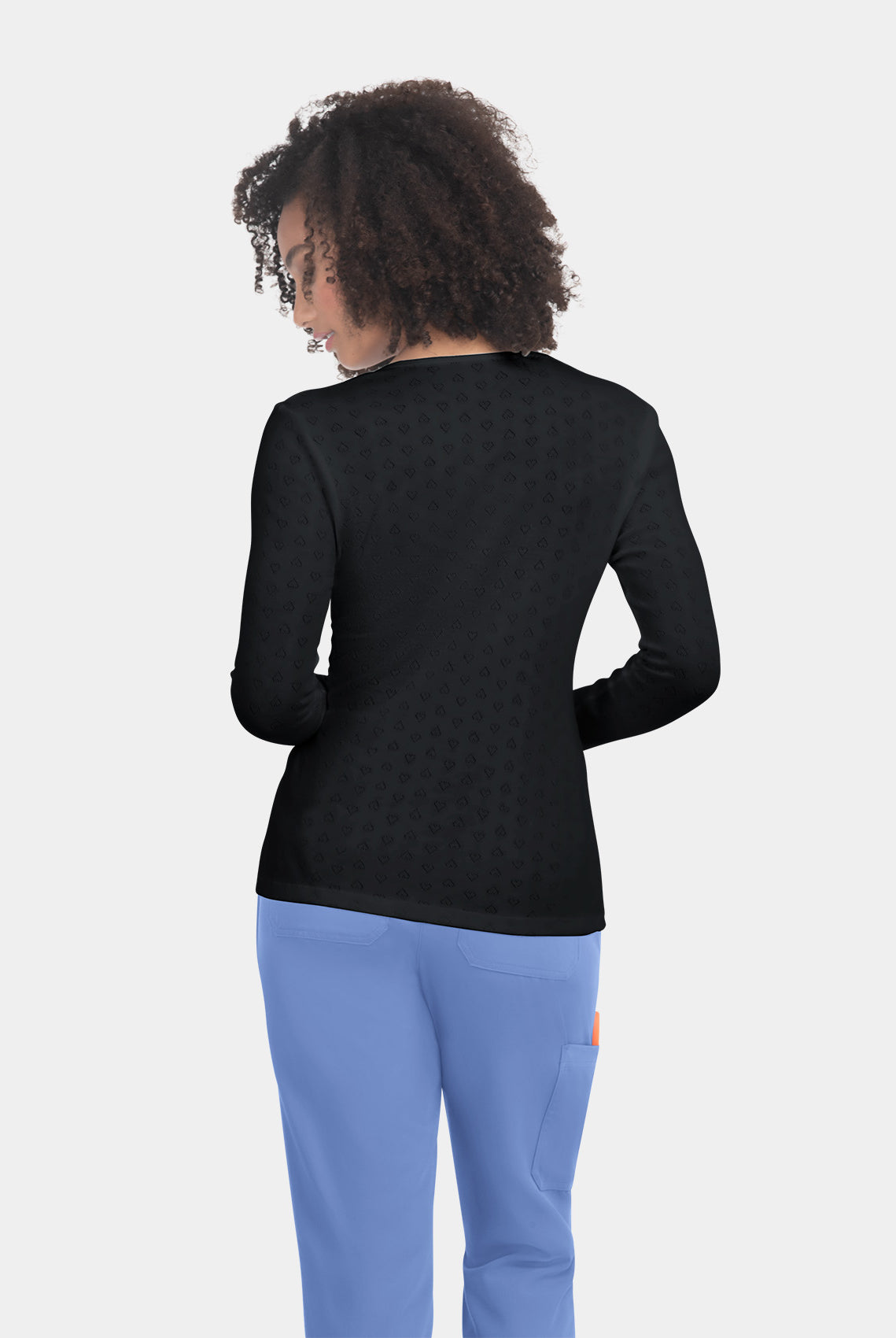 Koi Essentials Rohan Heart Pointelle Tee - Black - back