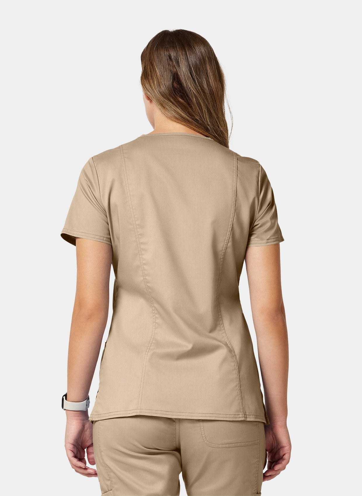 womens scrub top cherokee ww revolution mock wraps WWE610 khaki