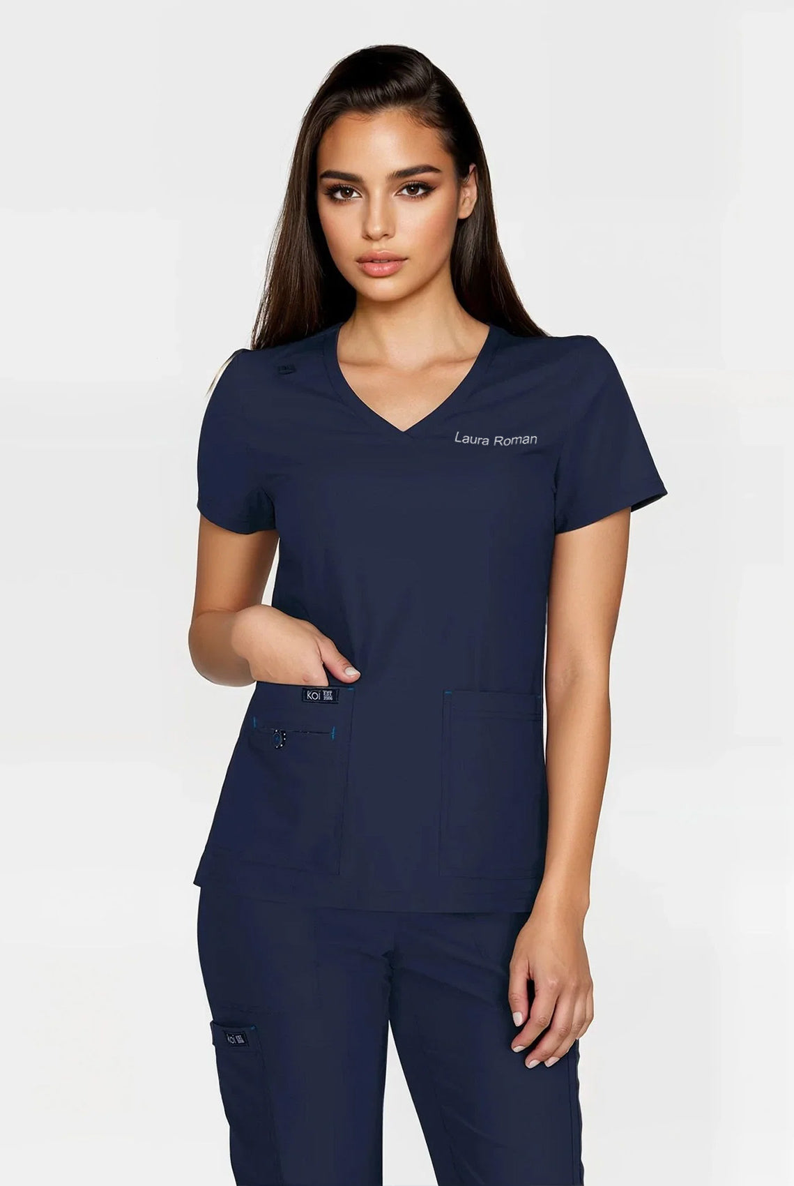 Koi Basics Becca Scrub Top - Navy