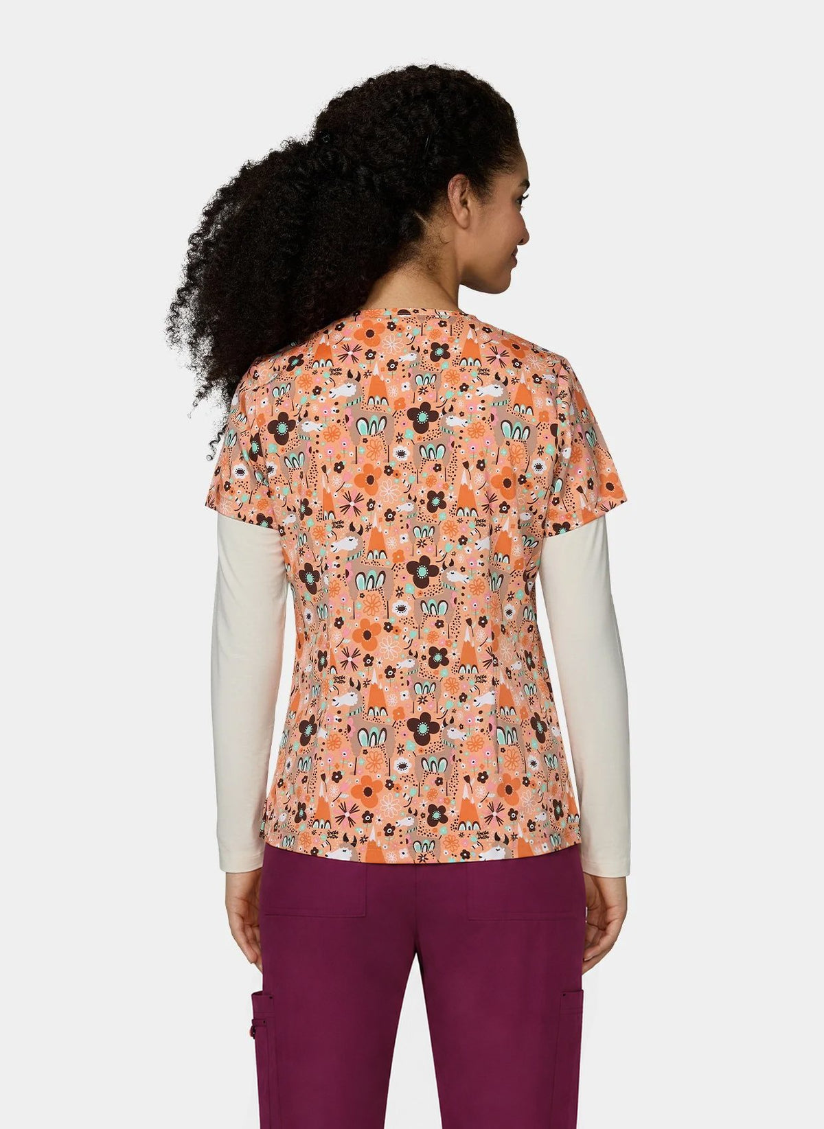 Women's Koi Basics Leslie Scrub Top in Lovely Lamas