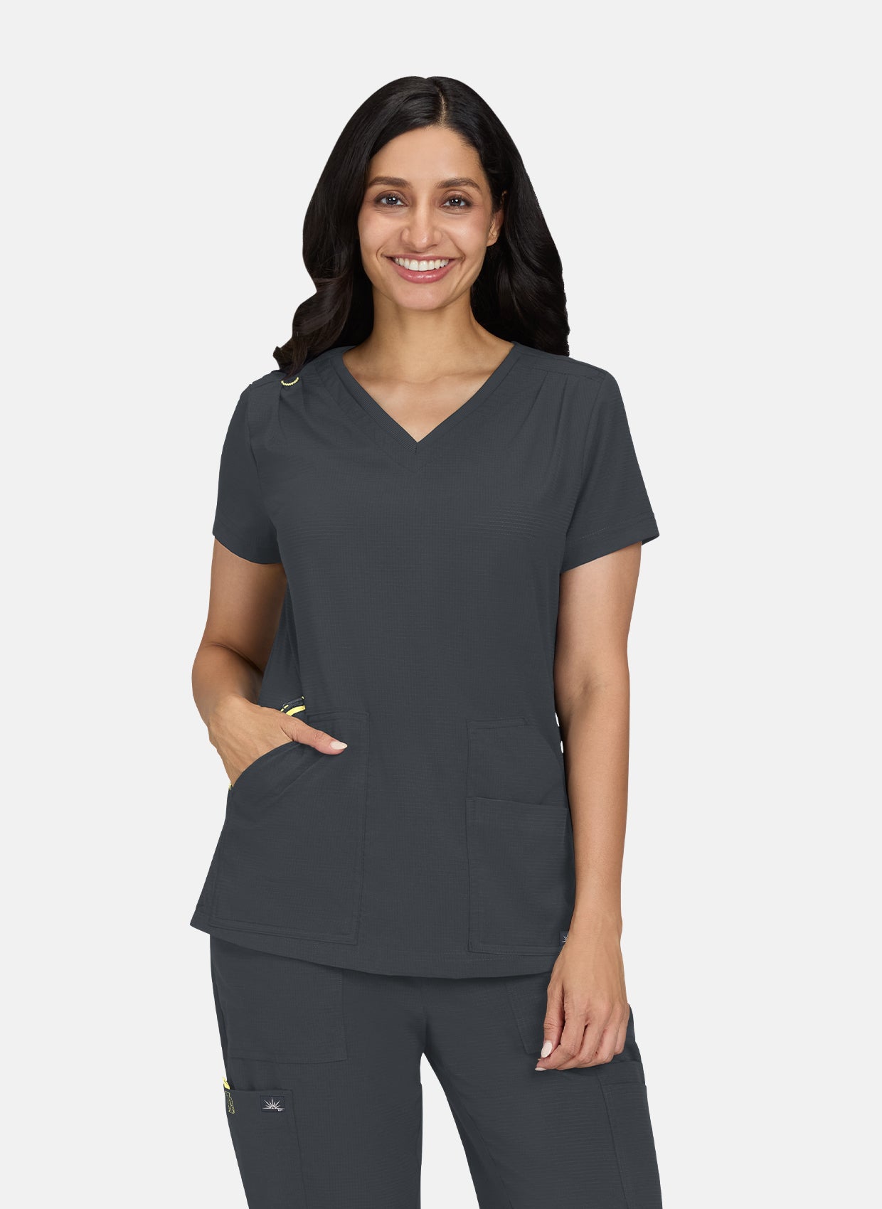 Koi Solis Sari Scrub Top - Charcoal