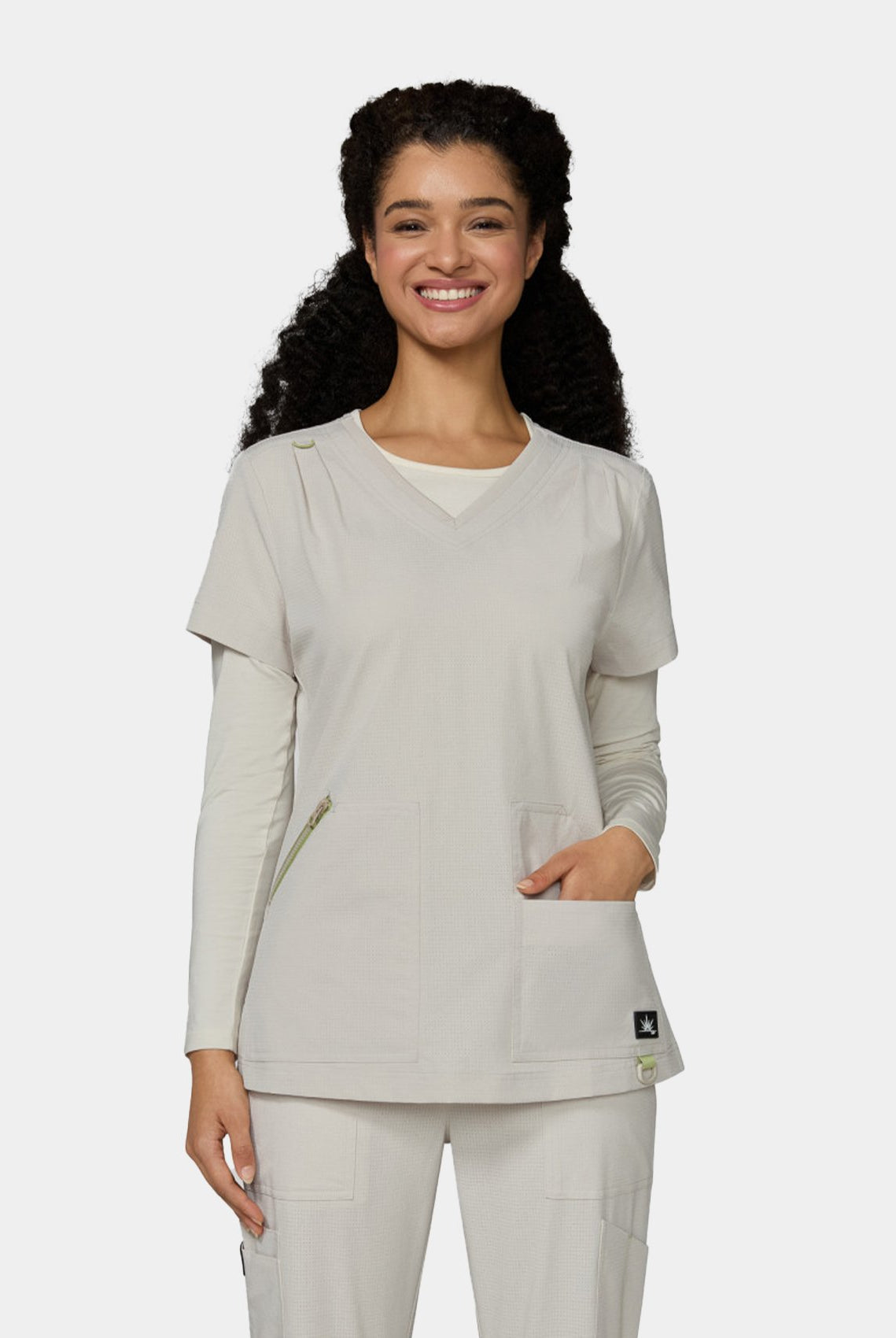 Women's Koi Solis Sari Scrub Top in Bone