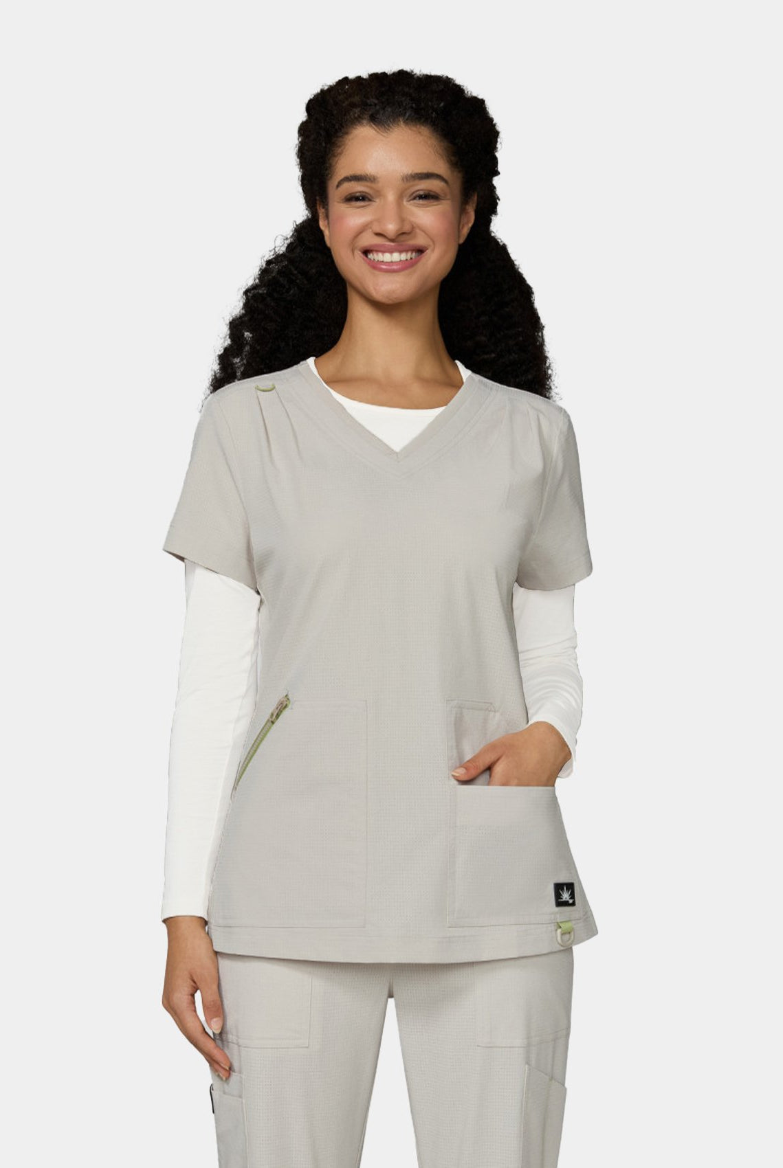 Women's Koi Solis Sari Scrub Top in Bone