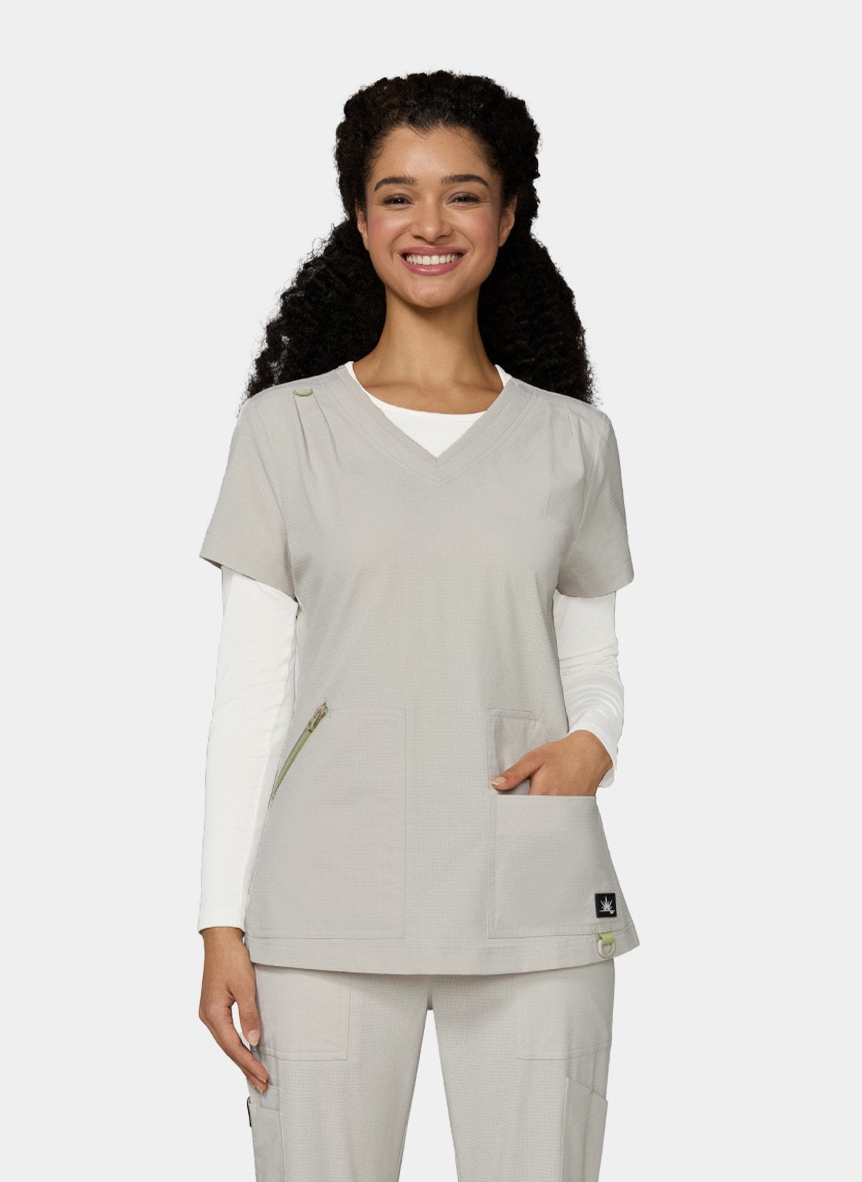 Women's Koi Solis Sari Scrub Top in Bone