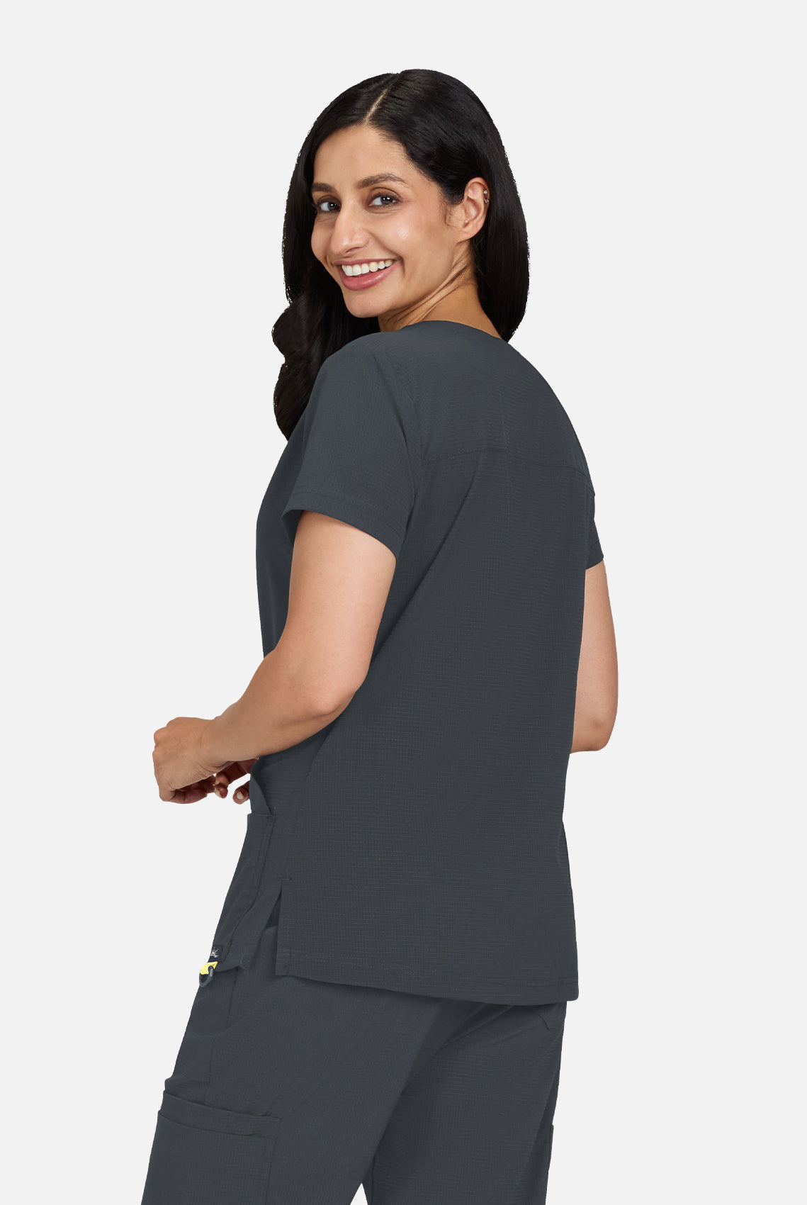 Koi Solis Sari Scrub Top - Charcoal