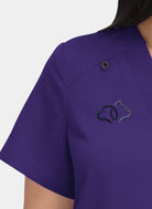 Hustle and heart grape embroidery close-up