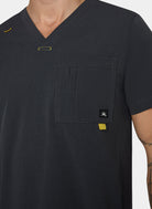 Men's Koi Solis Caldwell scrub top charcoal-closeup
