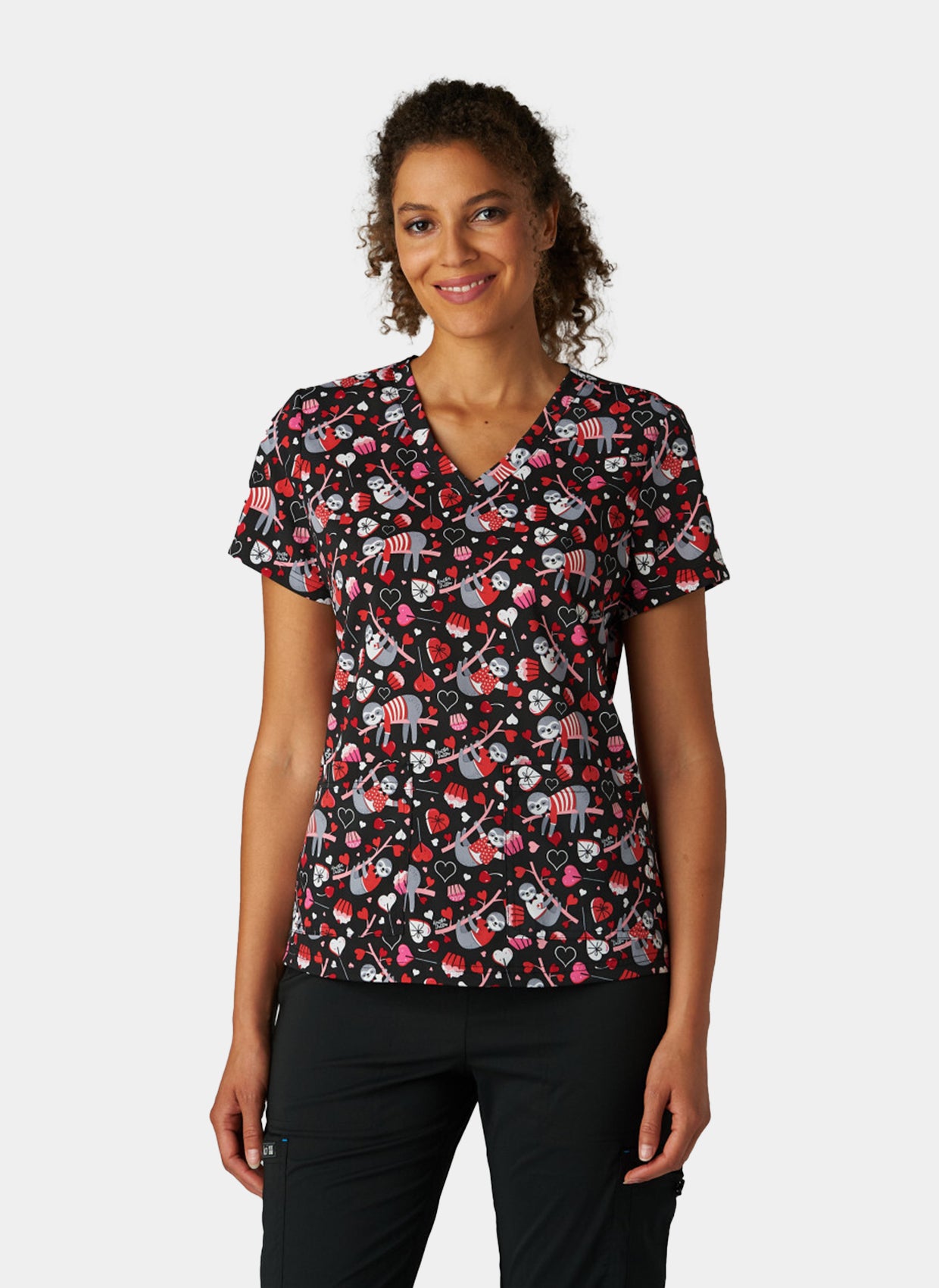 Koi Basics Leslie Scrub Top Slothy Kind of Love front
