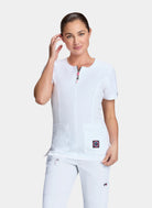 Koi lite serenity white scrub top front 