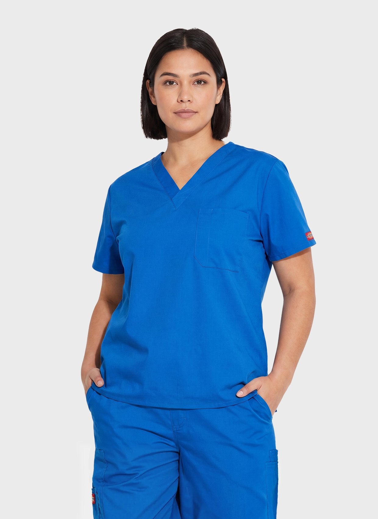 Unisex-Dickies-EDS-Signature-Tuckable-V-Neck-Top-DKE83706-front-royal-blue_3