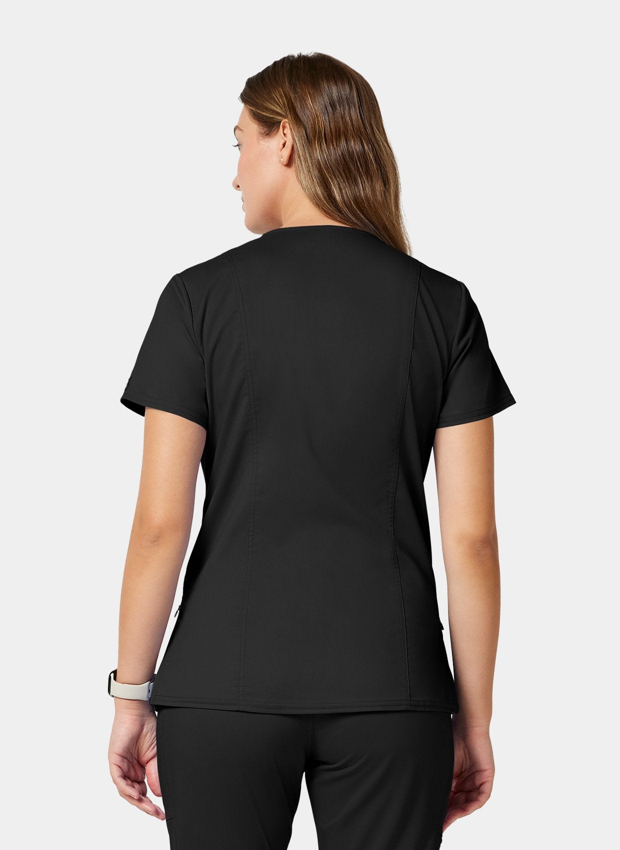 Cherokee WW Revolution Maternity Mock Wrap Scrub Top WWE688-Black - Back