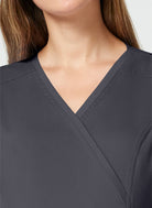 Cherokee WWE688 Maternity Scrub Top - Pewter - Up close neckline