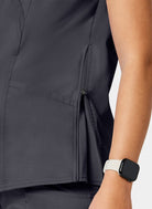 Cherokee WWE688 Maternity Scrub Top - Pewter - Up close side