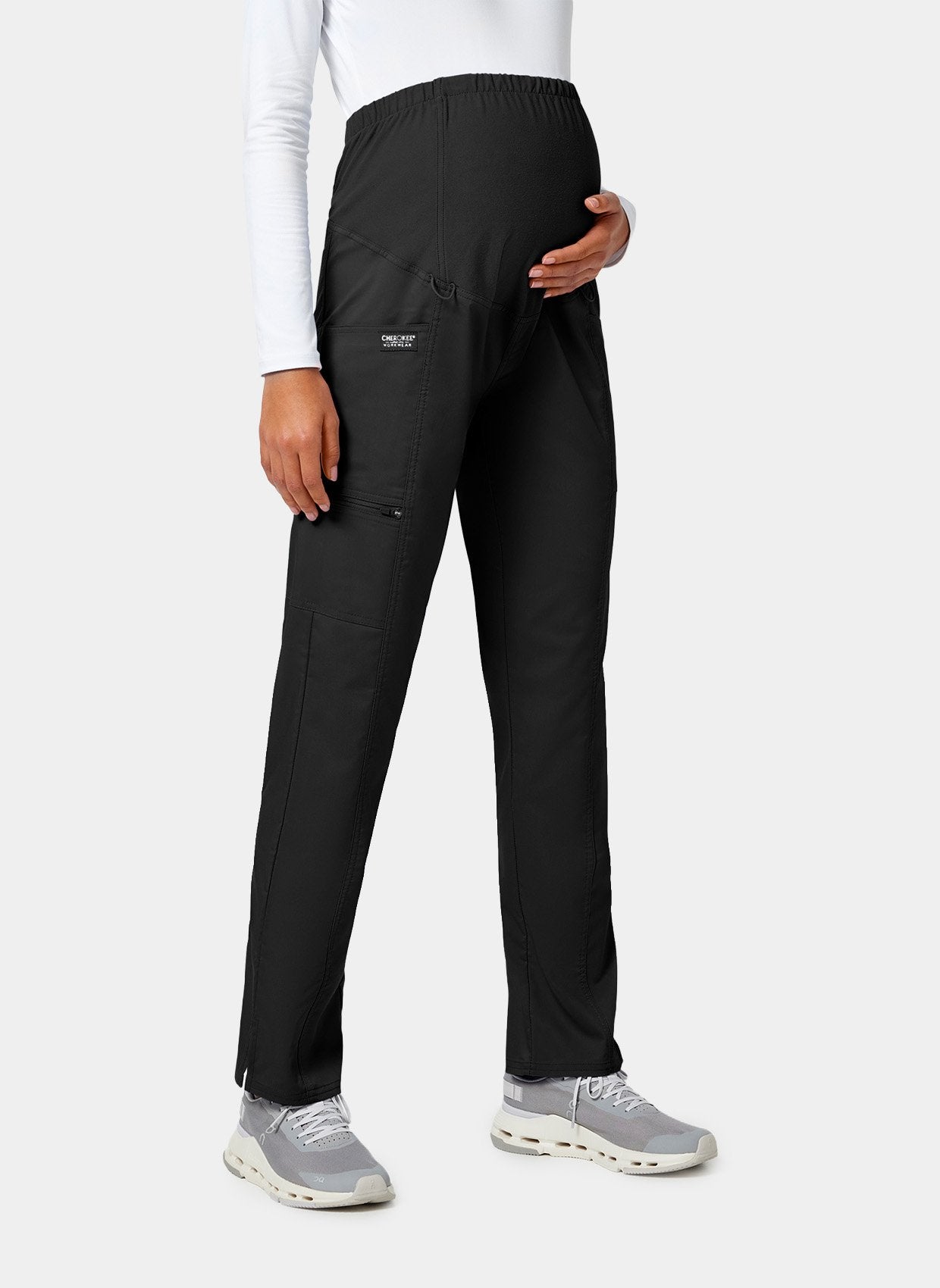 Maternity Cherokee WWE155 black scrub trouser right side image