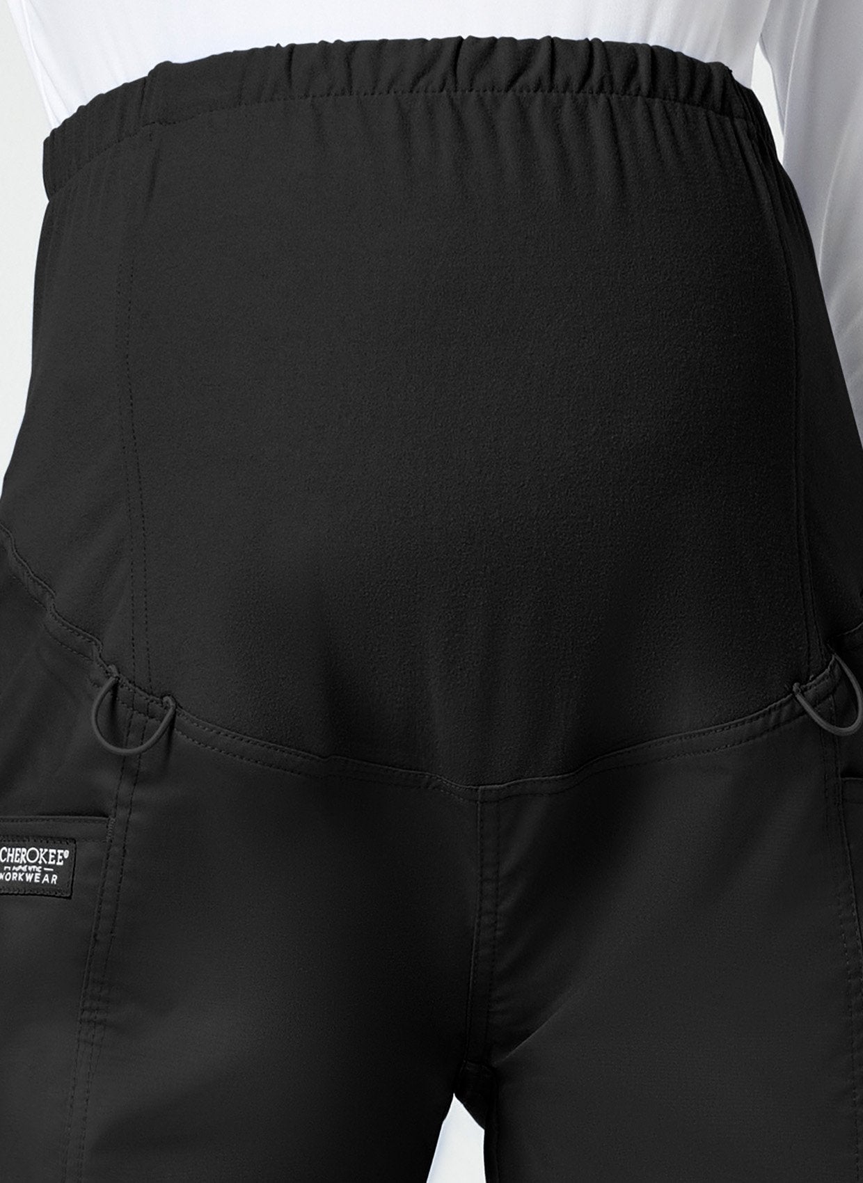 Maternity Cherokee WWE155 black scrub trouser up close image