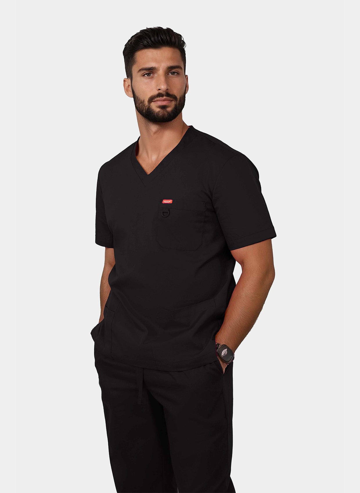 Orange Standard Balboa Scrub Top - Black