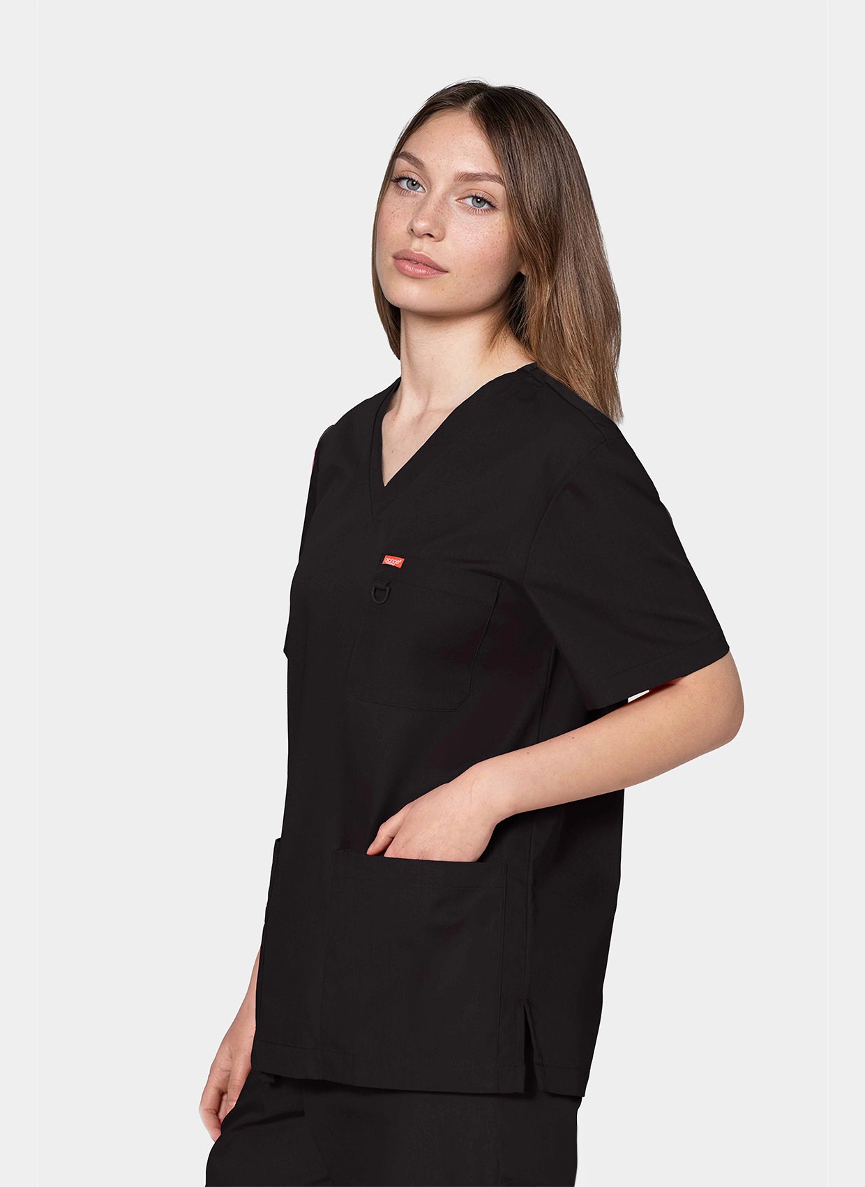 Orange Standard Balboa Scrub Top - Black