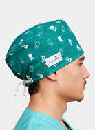 ChrysVal Long Hair Scrub Hat - Tooth Print
