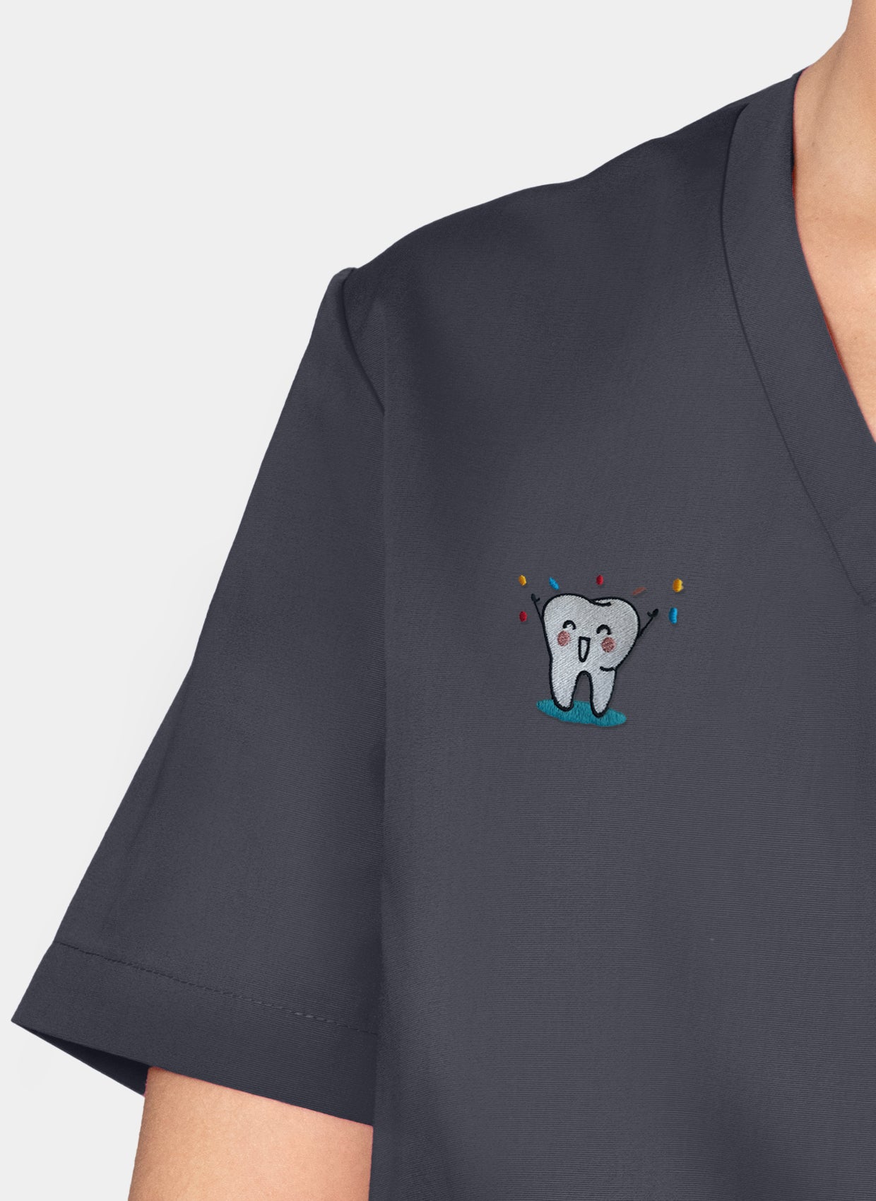 Orange Standard Balboa Scrub Top - Charcoal-Embroidery